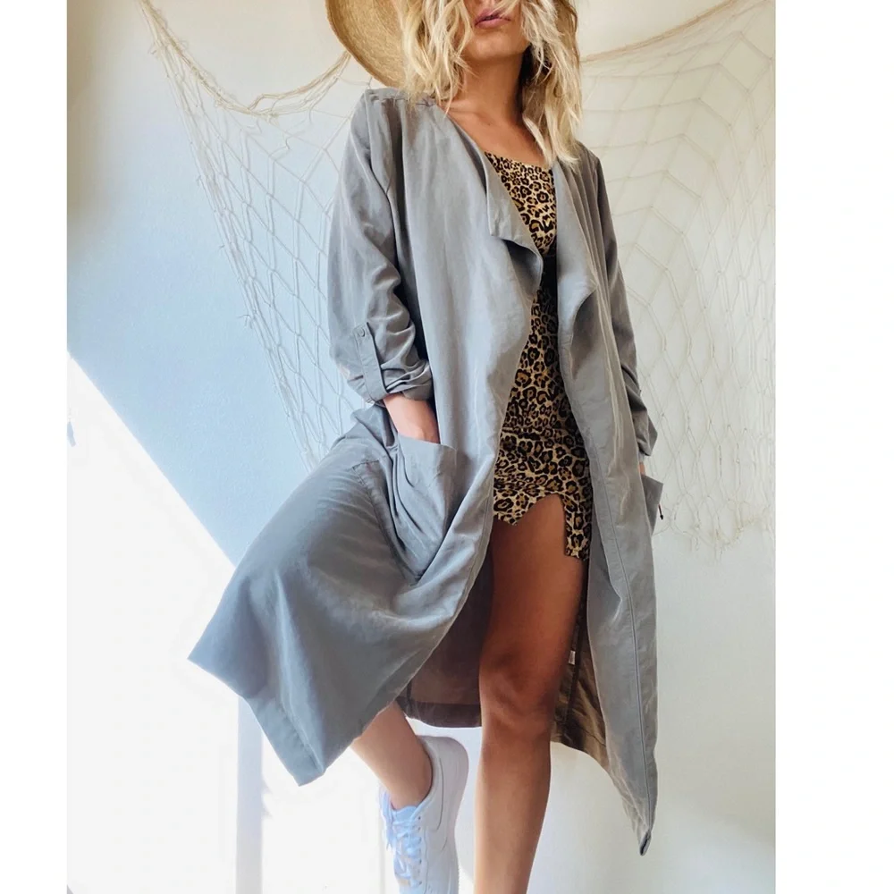 Color Thread Olive Long Lapel Jacket - Picture 5 of 10